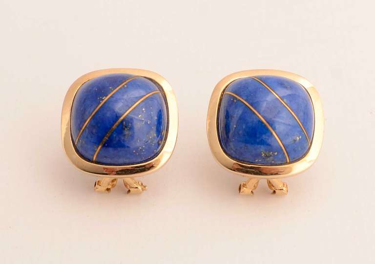 Lapis Lazuli Gold Earrings at 1stdibs