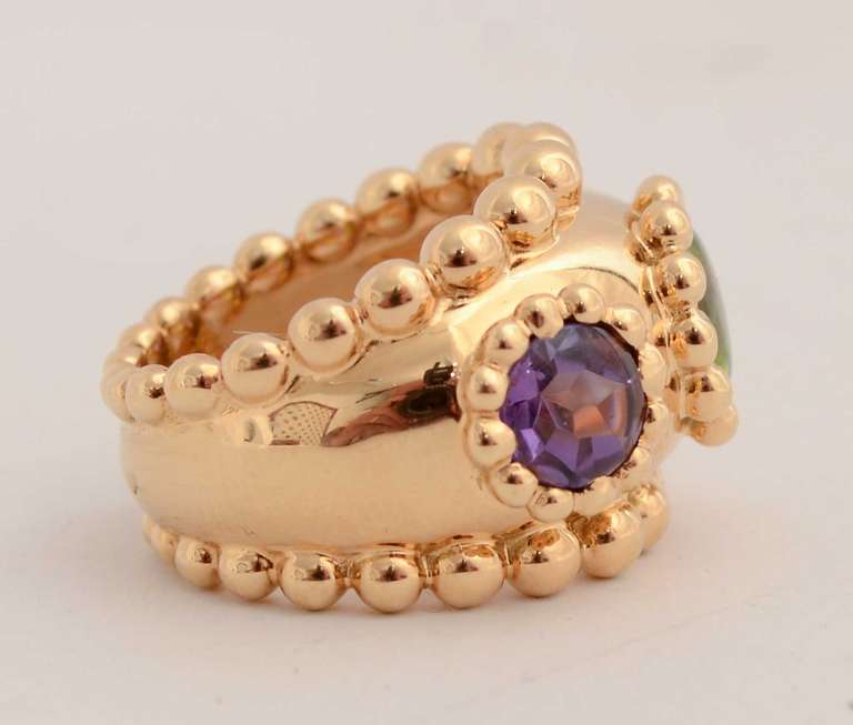 Women's Chanel Peridot Amethyst Gold Dome Ring