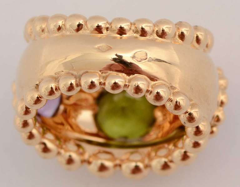 Chanel Peridot Amethyst Gold Dome Ring 1