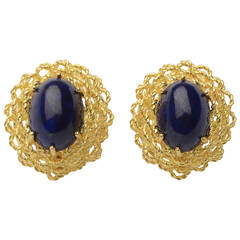 Boucles d'oreilles en or et lapis-lazuli