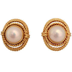 Tiffany & Co. Mabe Pearl Gold Earrings