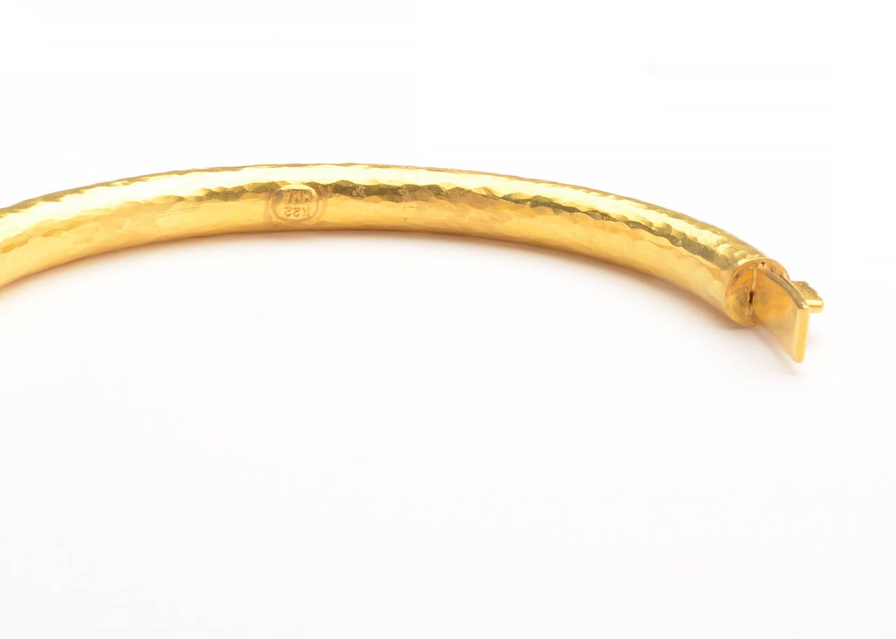 Hammered Gold Bangle Bracelet with Hinge at 1stDibs | hammered gold ...