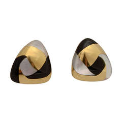 Tiffany & Co. Onyx Mother of Pearl Gold Earrings