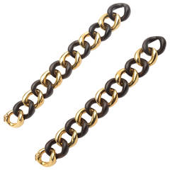 Seaman Schepps Wood and Gold Curbchain Link Bracelets 7