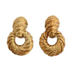 Textured Gold Doorknocker Earrings