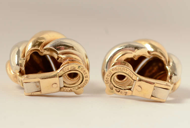 Van Cleef & Arpels Bicolor Gold Earrings In New Condition In Darnestown, MD