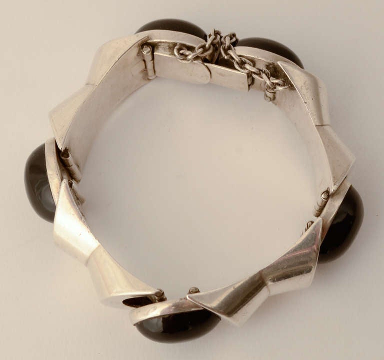 Antonio Pineda Silver and Onyx Bracelet In Excellent Condition In Darnestown, MD