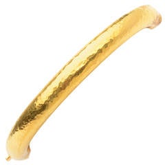 Hammered Gold Hinged Bangle Bracelet