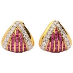 Ruby Diamond Gold Earrings