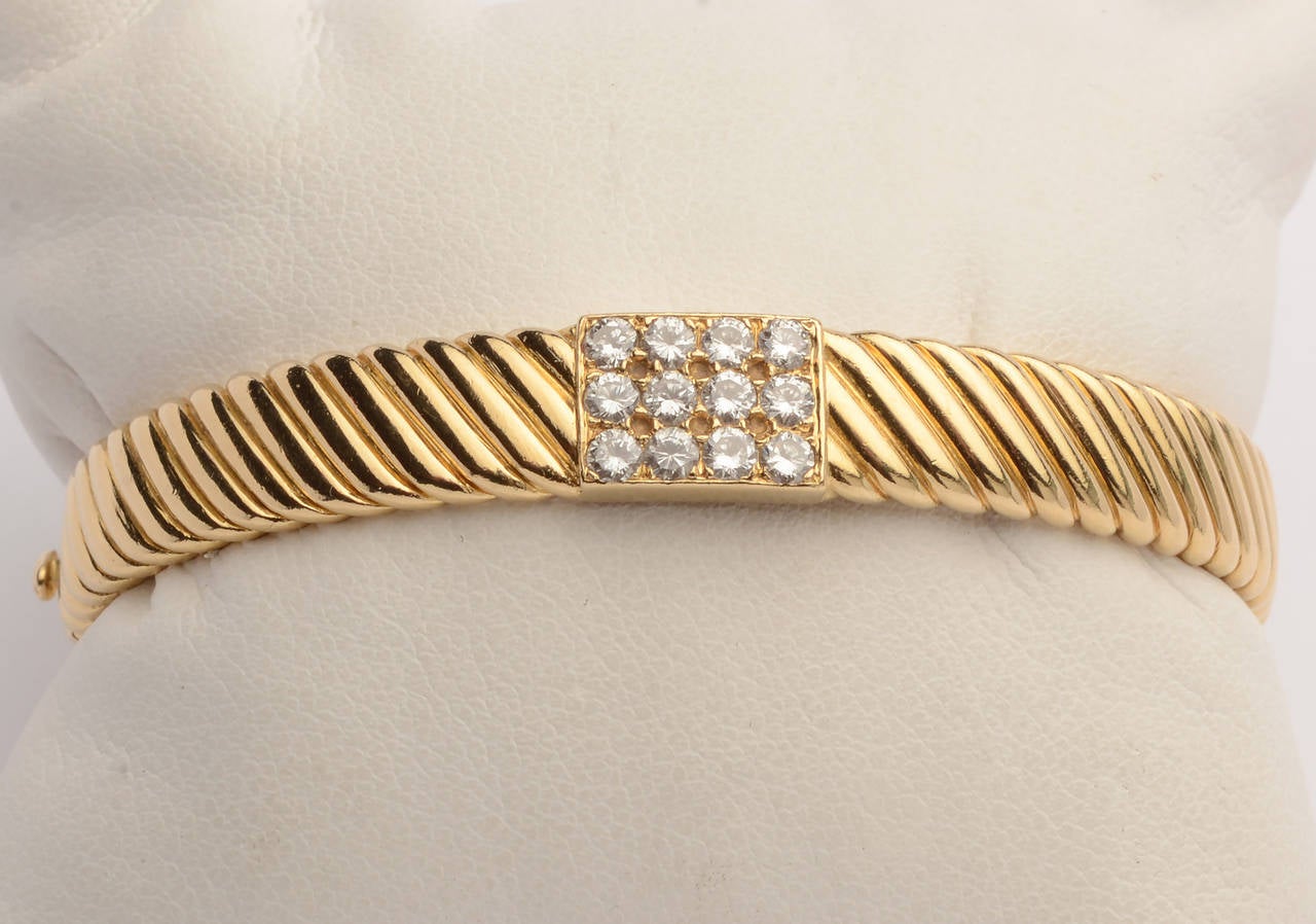 Van Cleef & Arpels Diamond Gold Bangle Bracelet