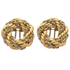 Vintage Two Color Gold Rope Twist Earrings