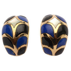 Onyx Lapis Lazuli Huggie Earrings
