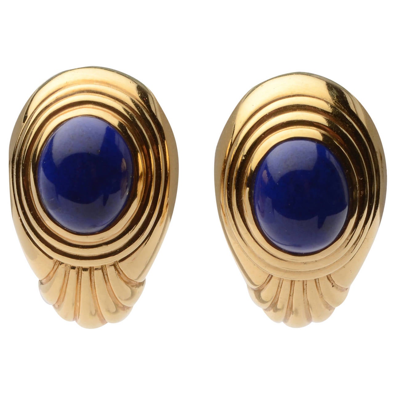 Boucheron Lapis Gold Ear Clips For Sale