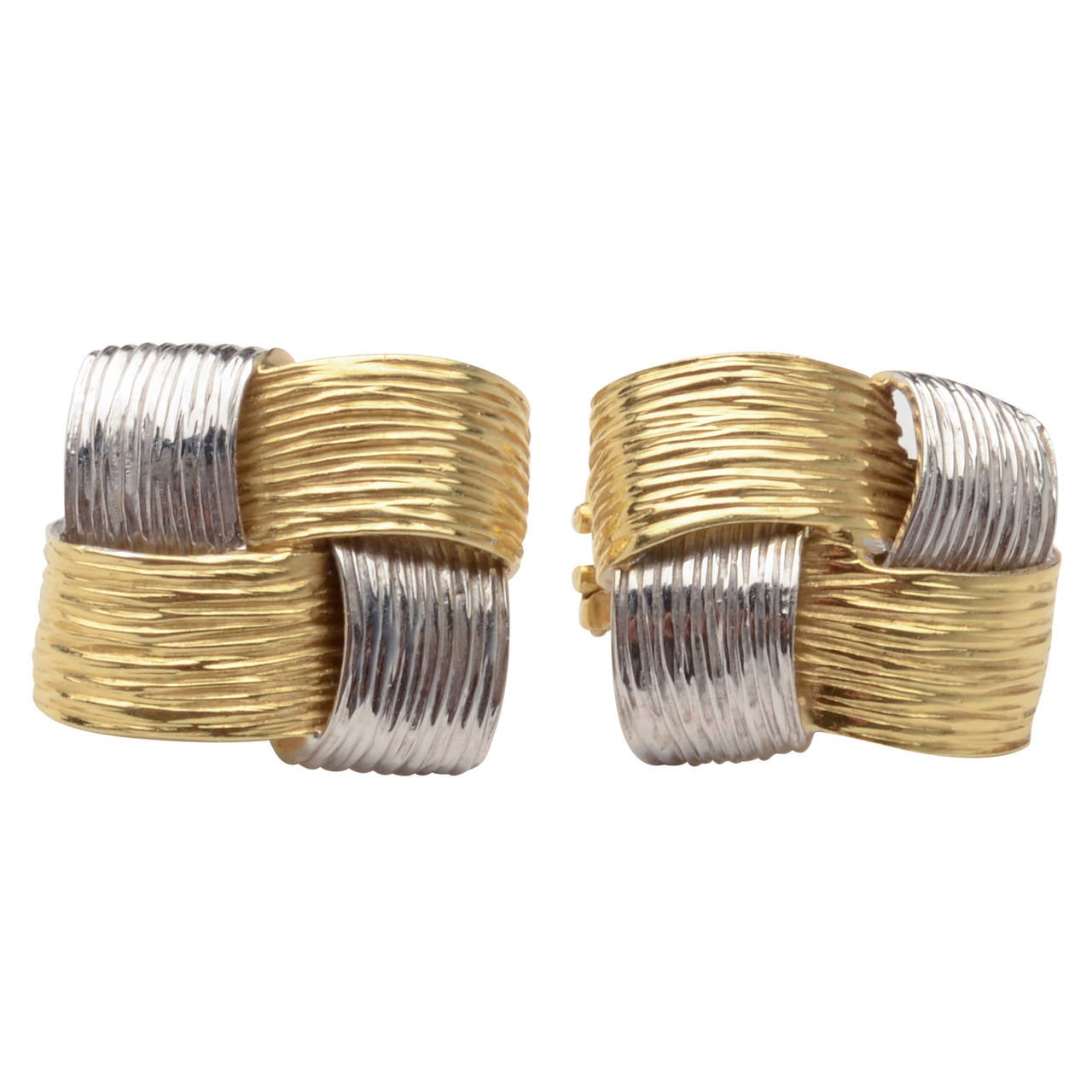 Roberto Coin Two Color Woven Gold Earrings