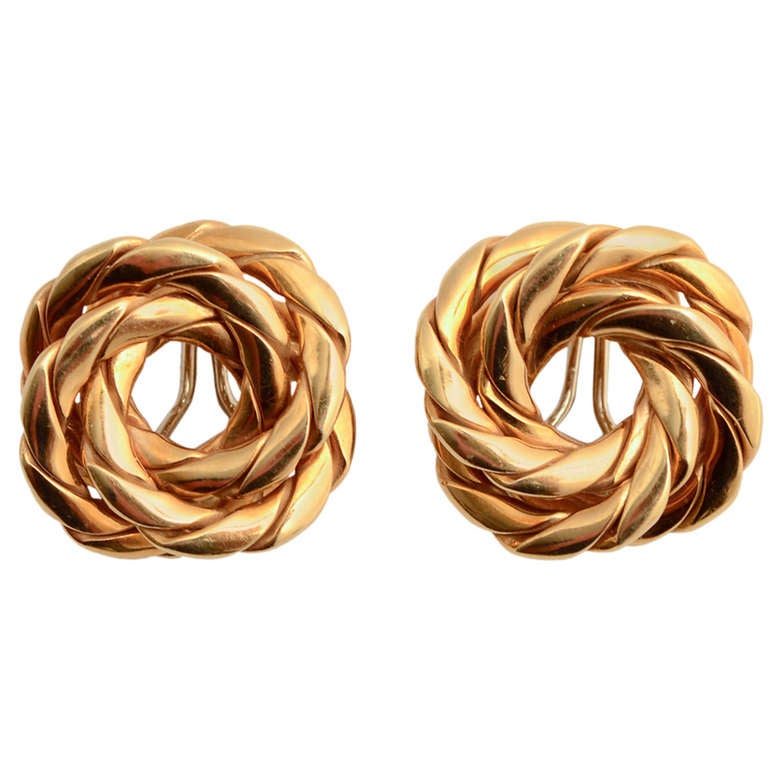 Twisted Knot Gold Earrings For Sale