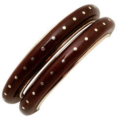 Rosewood and Silver Bangle Bracelets