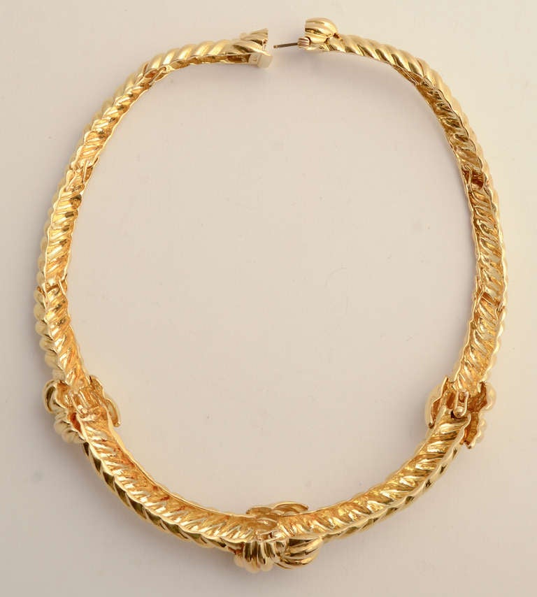 Women's David Webb Gold Knots Choker Necklace