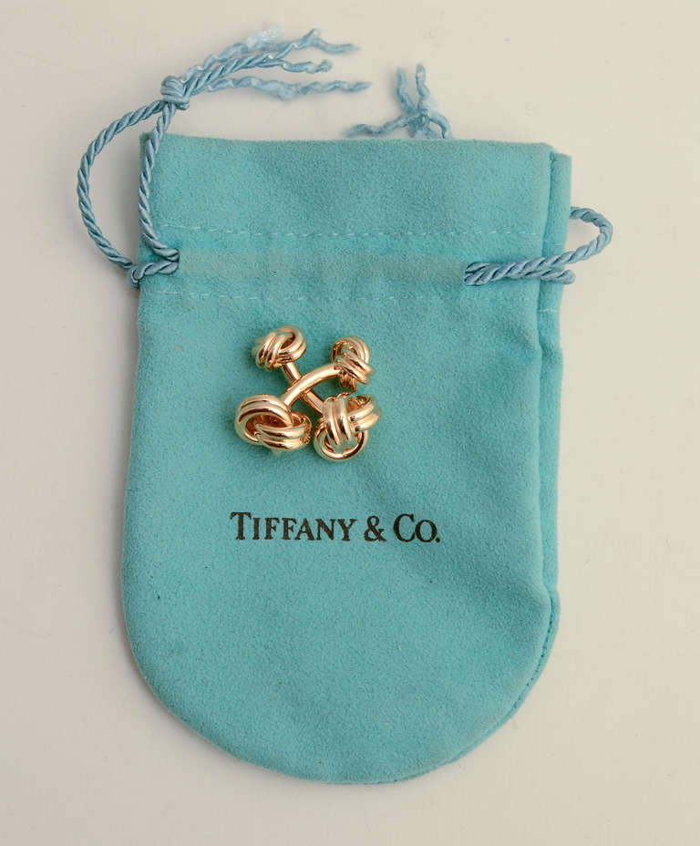 Tiffany & Co. Gold Knot Cufflinks In New Condition In Darnestown, MD