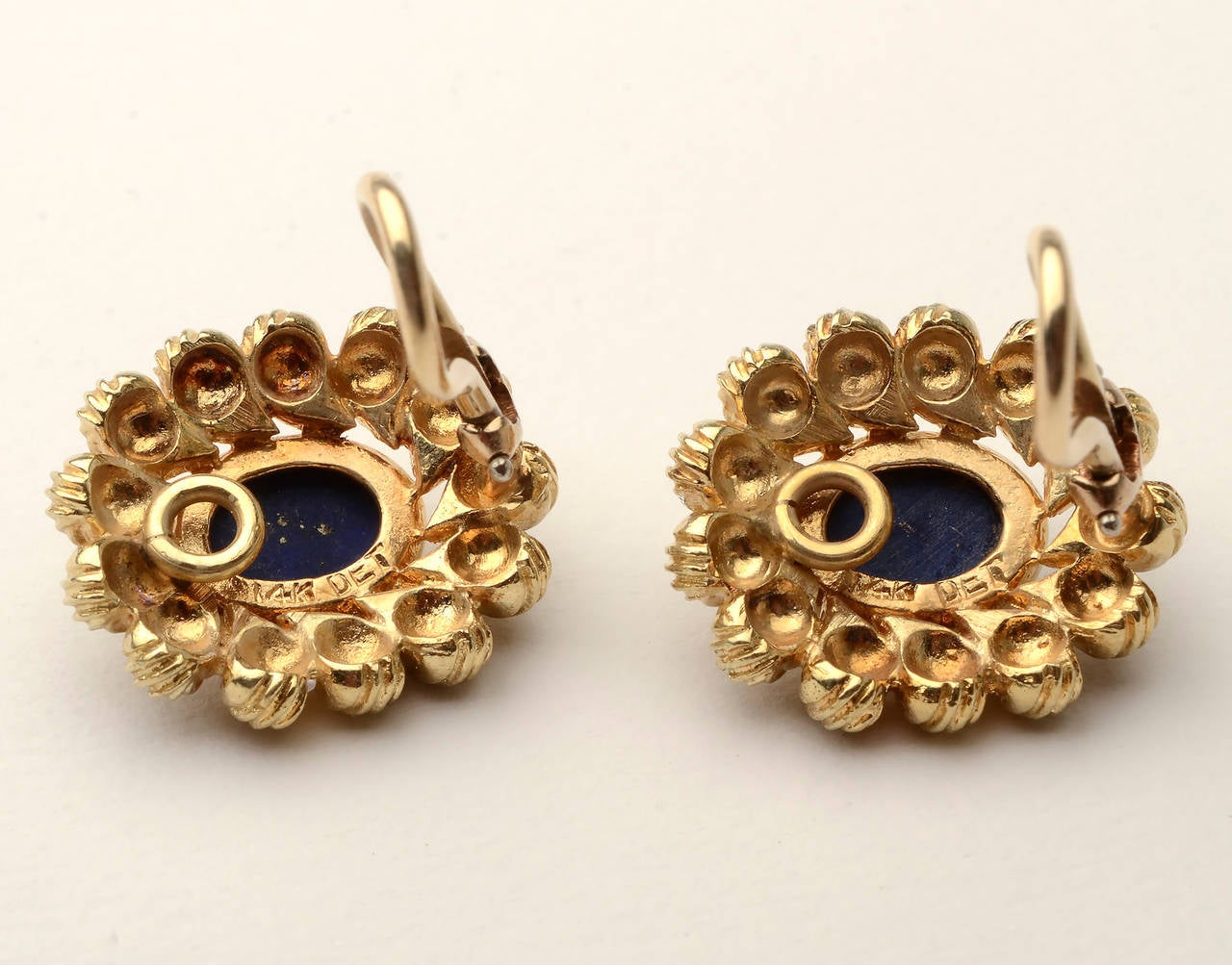 Lapis Gold Earrings In Excellent Condition For Sale In Darnestown, MD