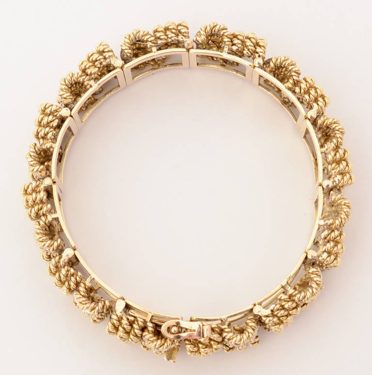 Women's Diamond Gold Basketweave Bracelet