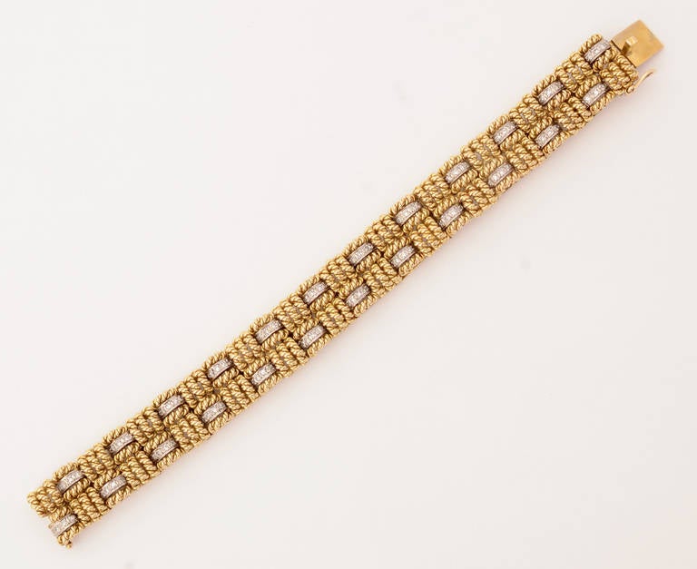 Diamond Gold Basketweave Bracelet 1