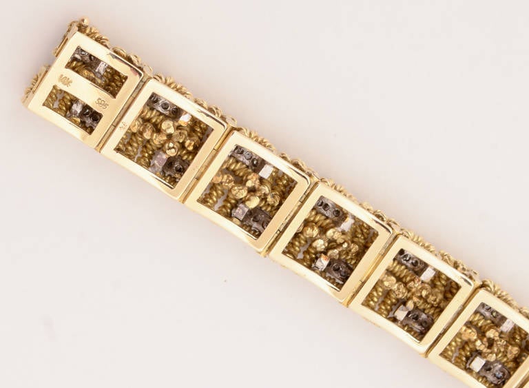 Diamond Gold Basketweave Bracelet 2