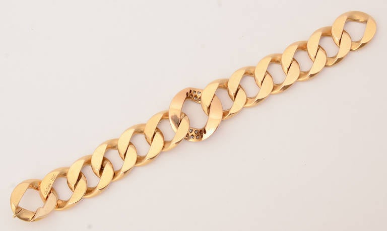 Cartier Curbchain Link Bracelet with Diamonds In Excellent Condition In Darnestown, MD