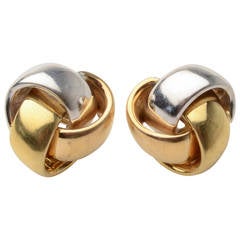 Tricolor Gold Knot Stud Earrings