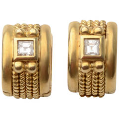H. Stern Diamond Gold Hoop Earrings