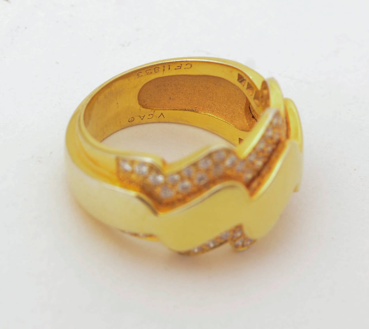 Modern Van Cleef & Arpels Diamond Gold Band Ring