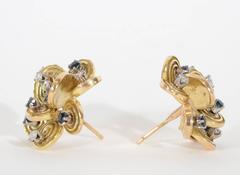 Sapphire Diamond Gold Stud Earrings