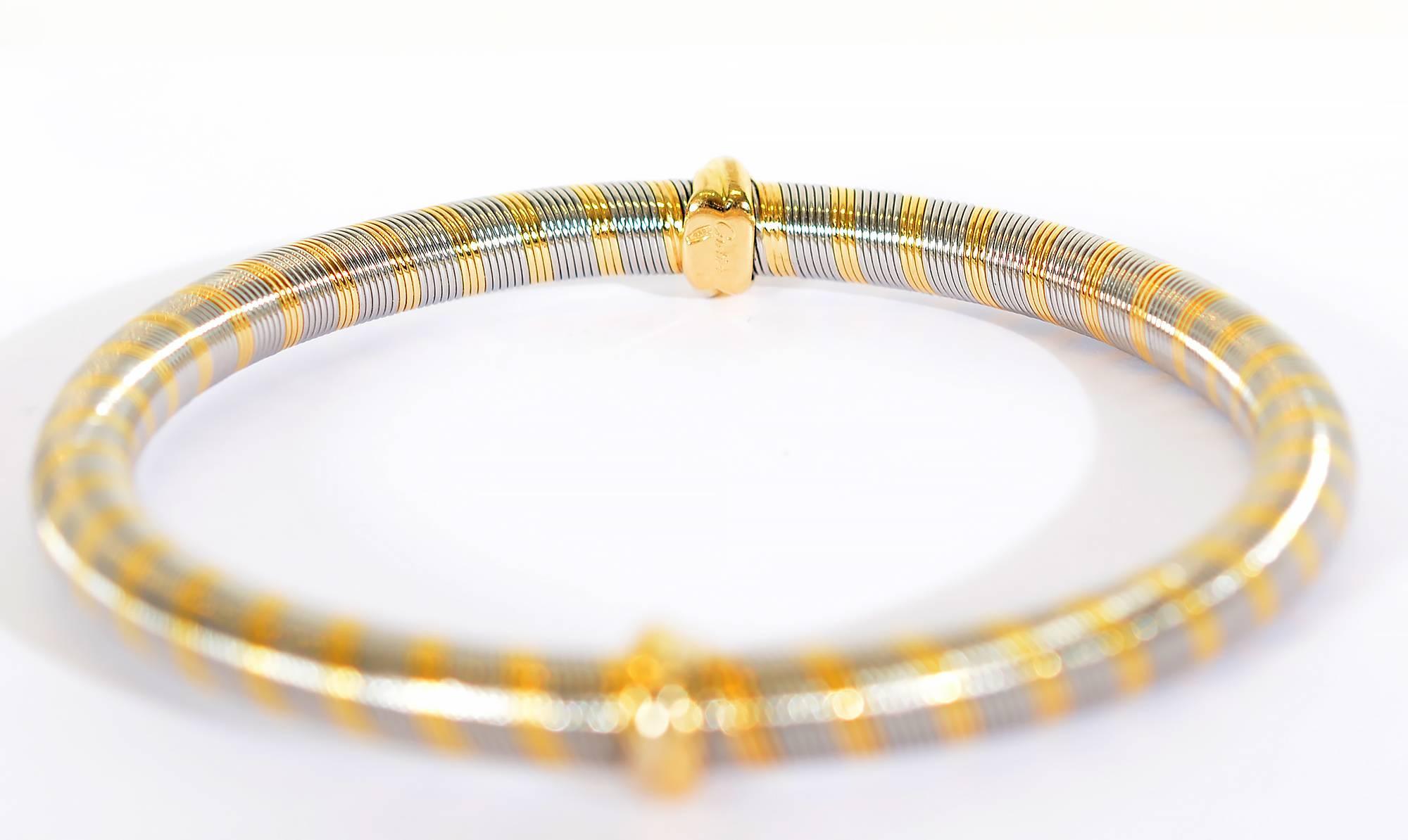 Modern Cartier Steel Gold Bangle Bracelet