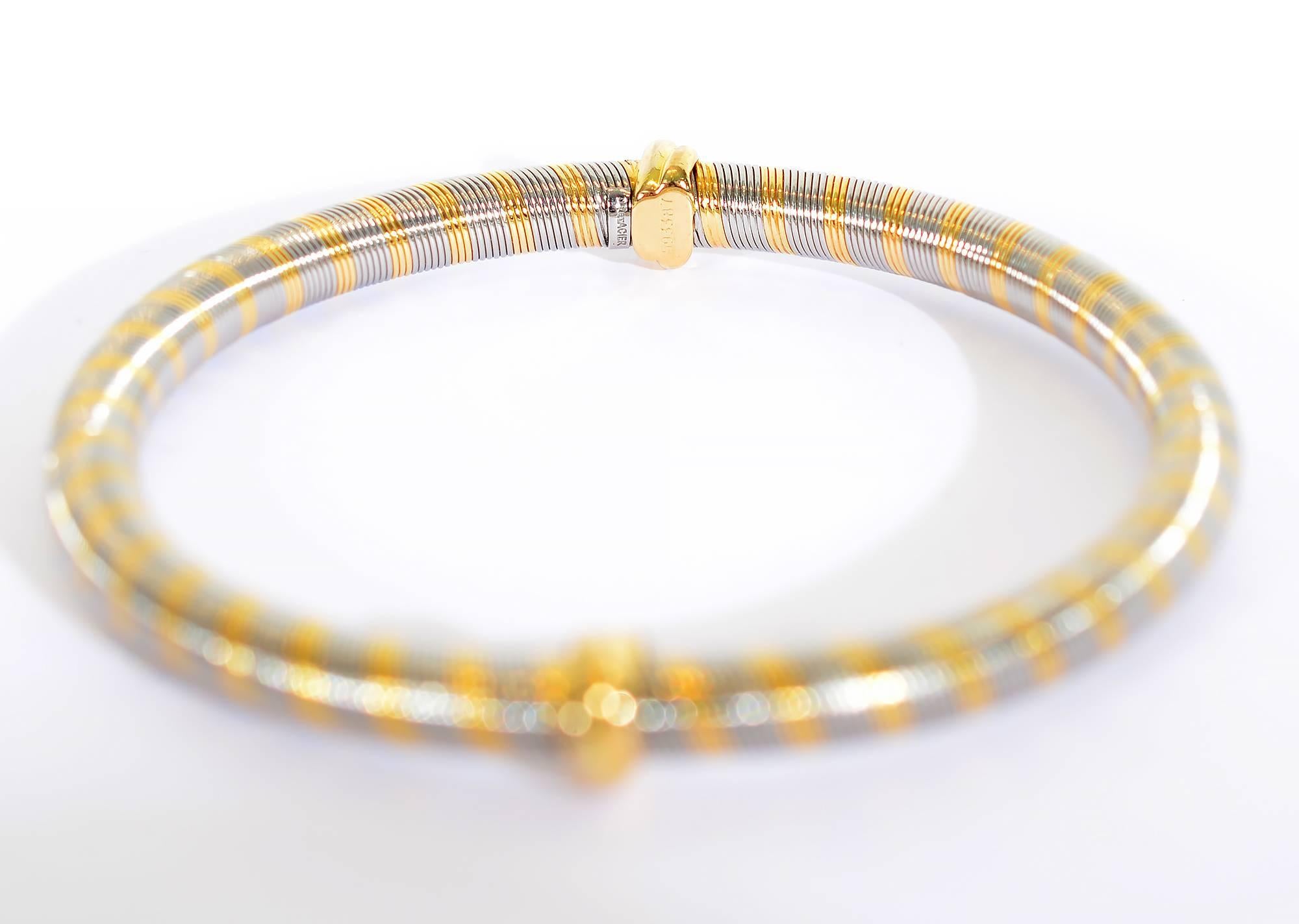 Cartier Steel Gold Bangle Bracelet In New Condition In Darnestown, MD