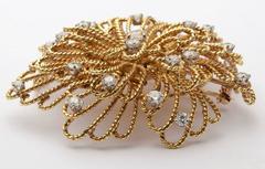 Ruser Diamond Gold Platinum Pinwheel Brooch