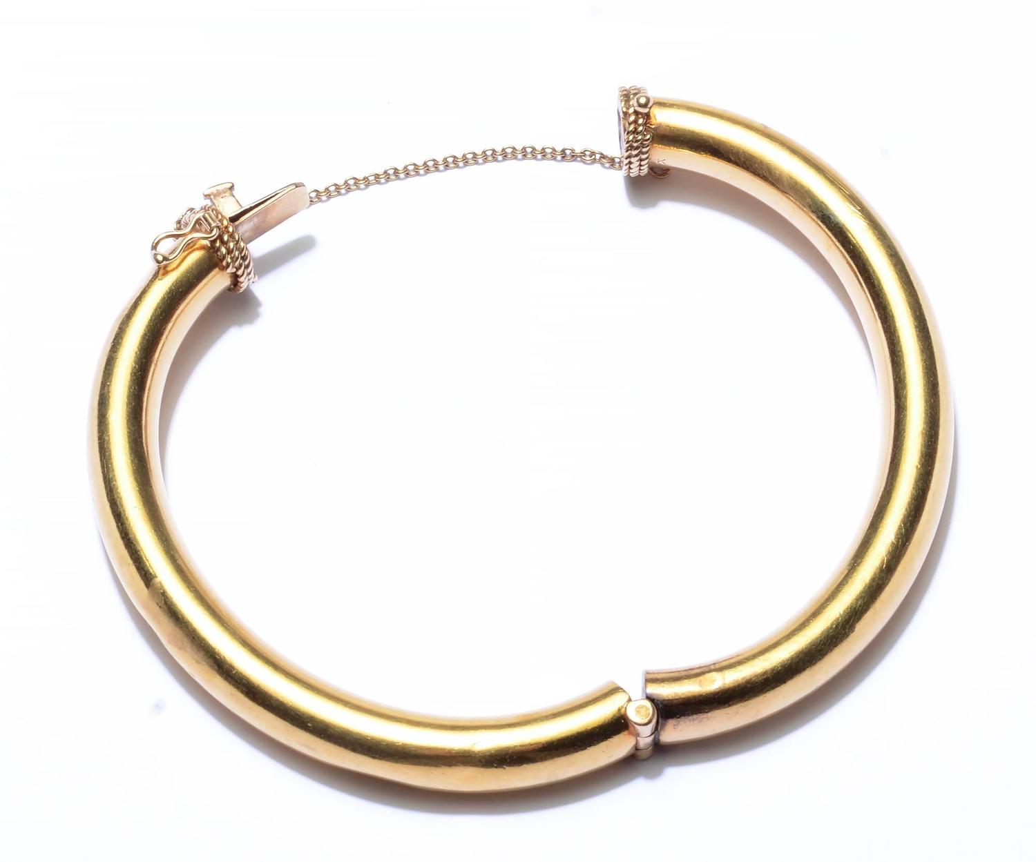 Heavy Hinged Gold Bangle Bracelet at 1stdibs