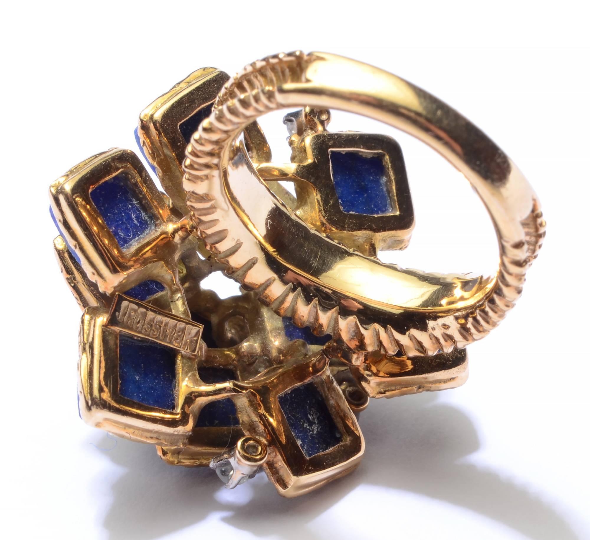 Women's Lapis and Diamond Gold Ring
