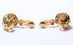 Gold Basketweave Hoop Earrings