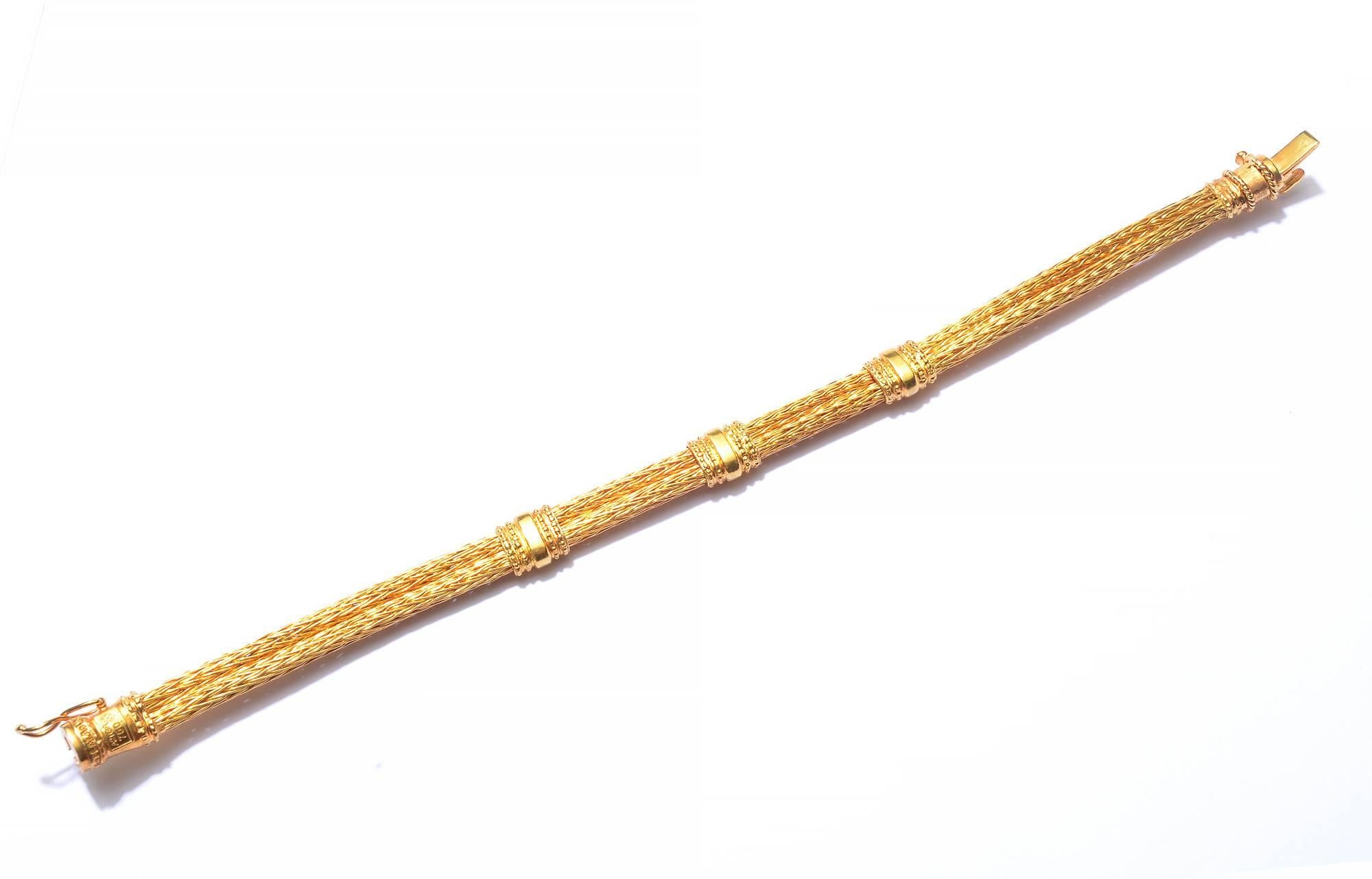 Ilias Lalaounis Diamond Woven Gold Bracelet In Excellent Condition In Darnestown, MD