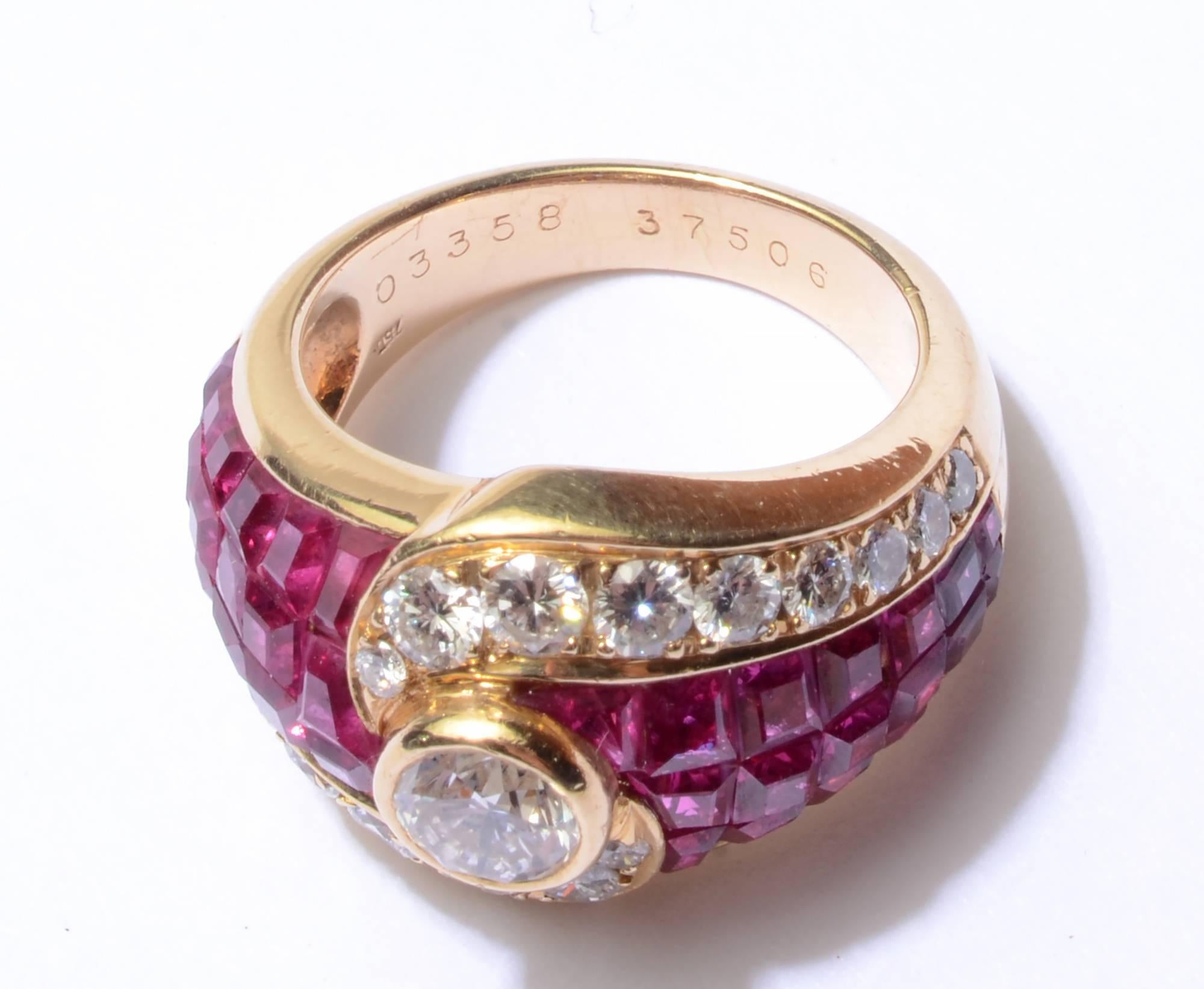 Women's or Men's Ruby Diamond Gold Ring