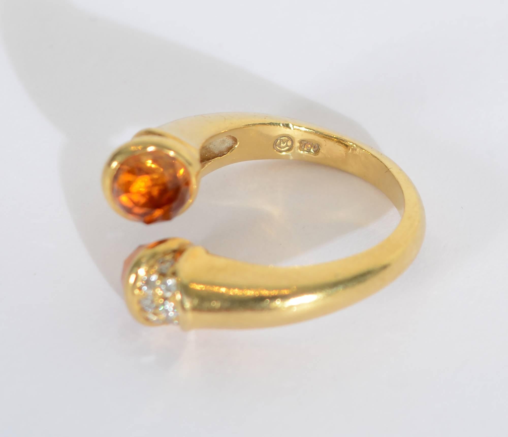 Mauboussin Citrine Diamond Gold Ring In Excellent Condition In Darnestown, MD