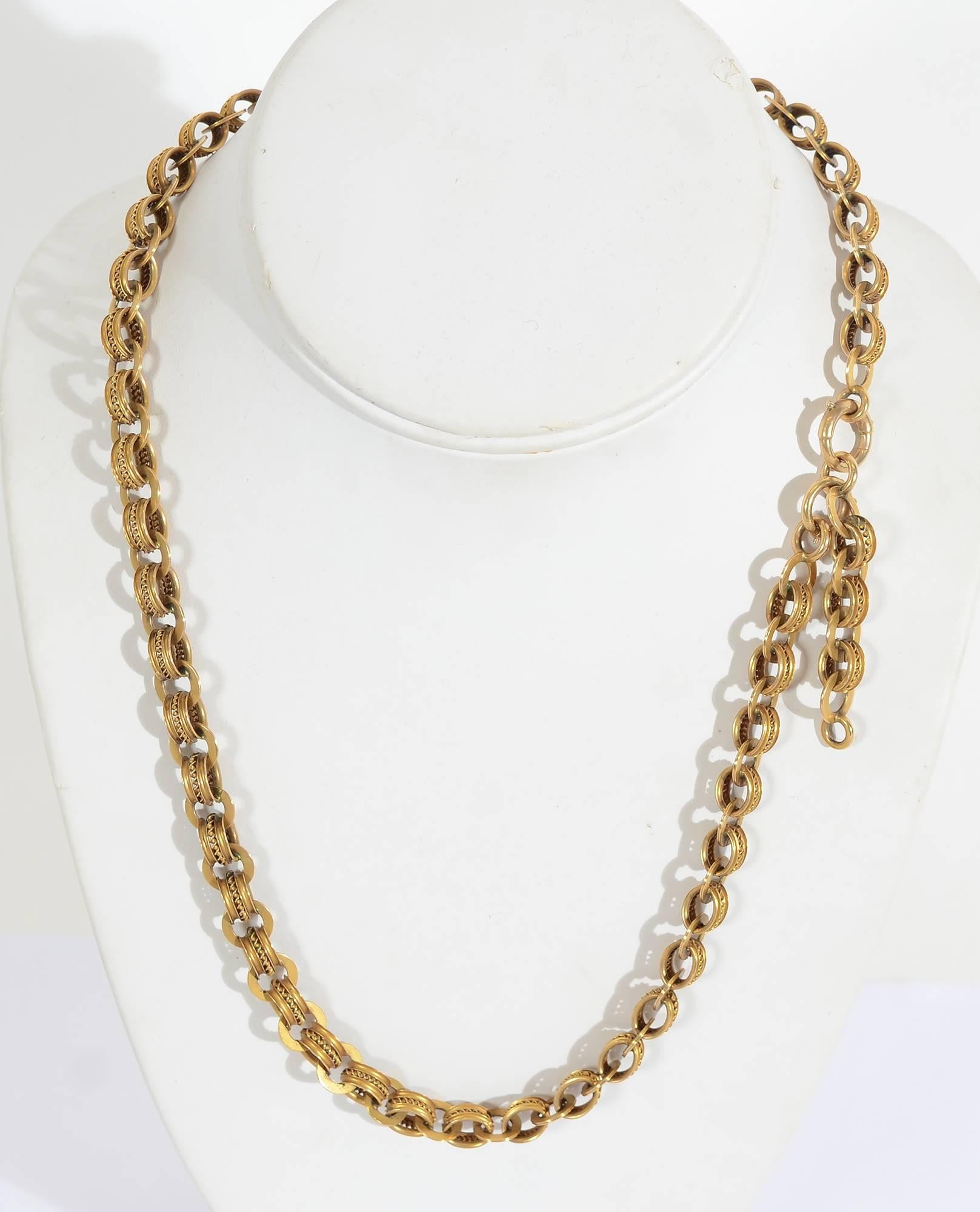 Handmade Victorian Gold Chain Necklace In Excellent Condition In Darnestown, MD