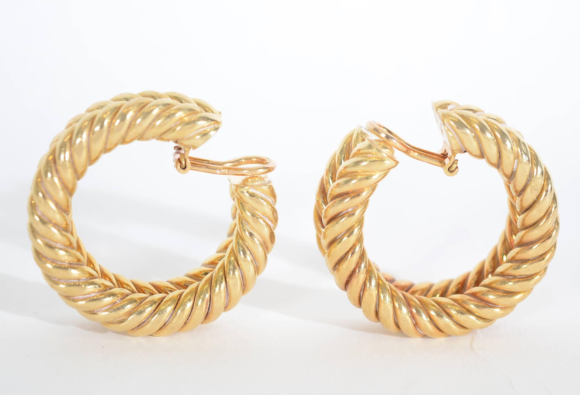 large twisted gold hoop earrings