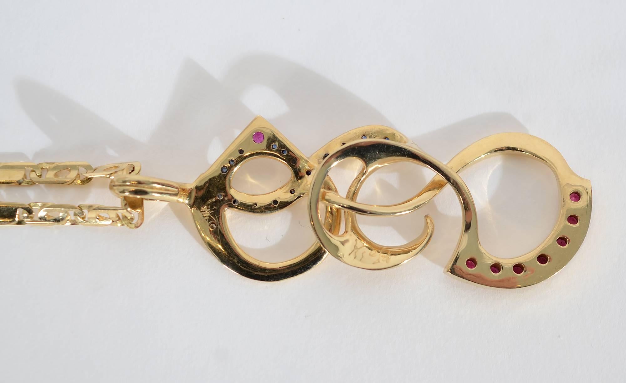 Modernist Gold Pendant Necklace by Antonio Grediaga Kieff For Sale