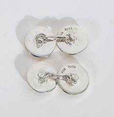 Tiffany Silver, Gold and Onyx Button Cufflinks