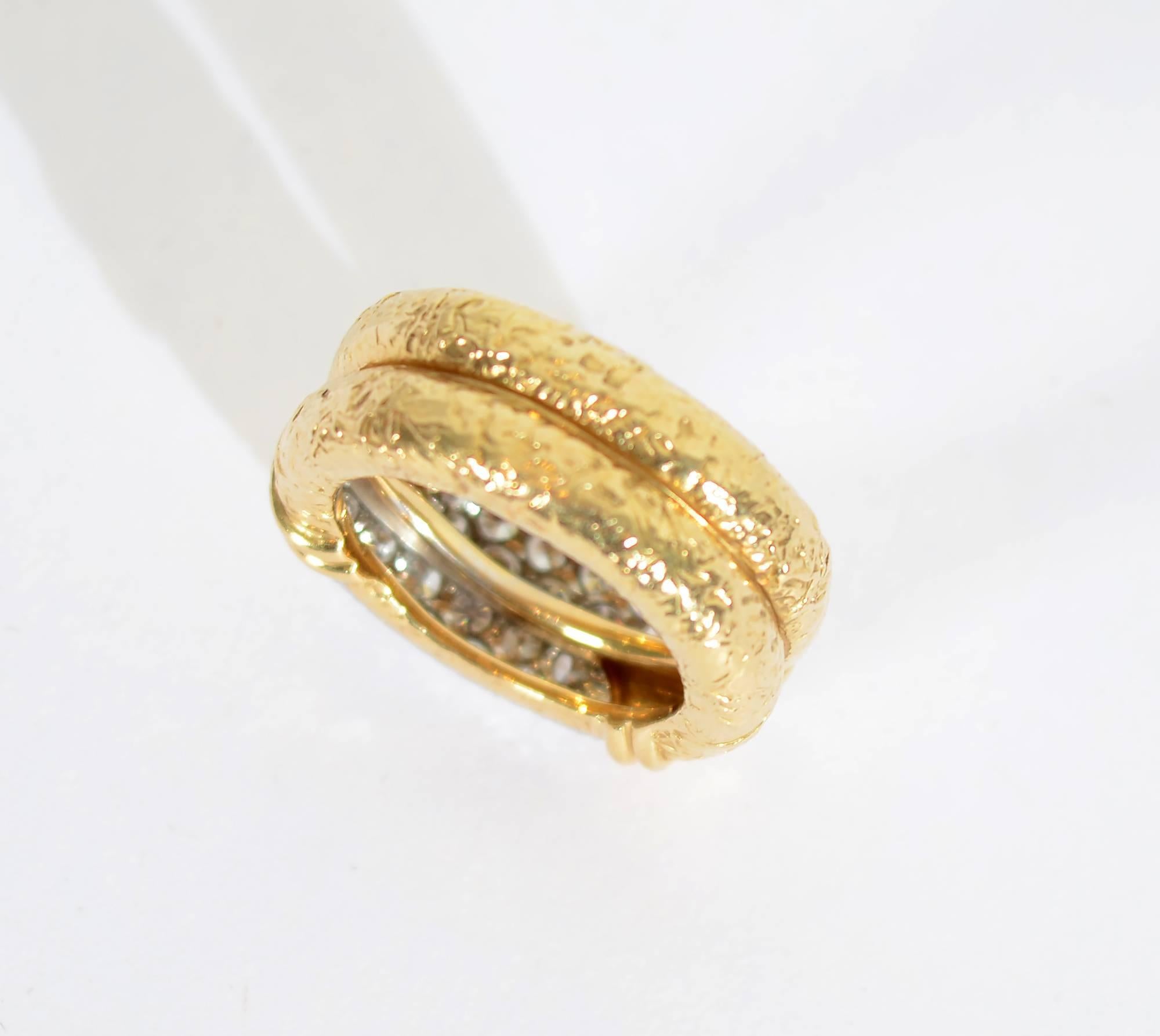 Van Cleef & Arpels Double Band Gold Diamond Ring In Excellent Condition In Darnestown, MD