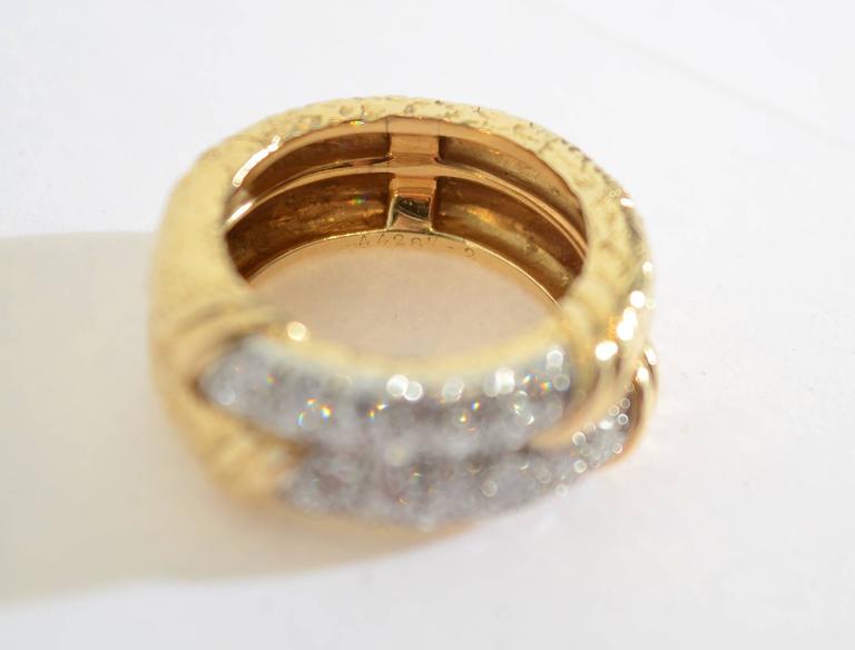 Van Cleef and Arpels Double Band Gold Diamond Ring at 1stDibs