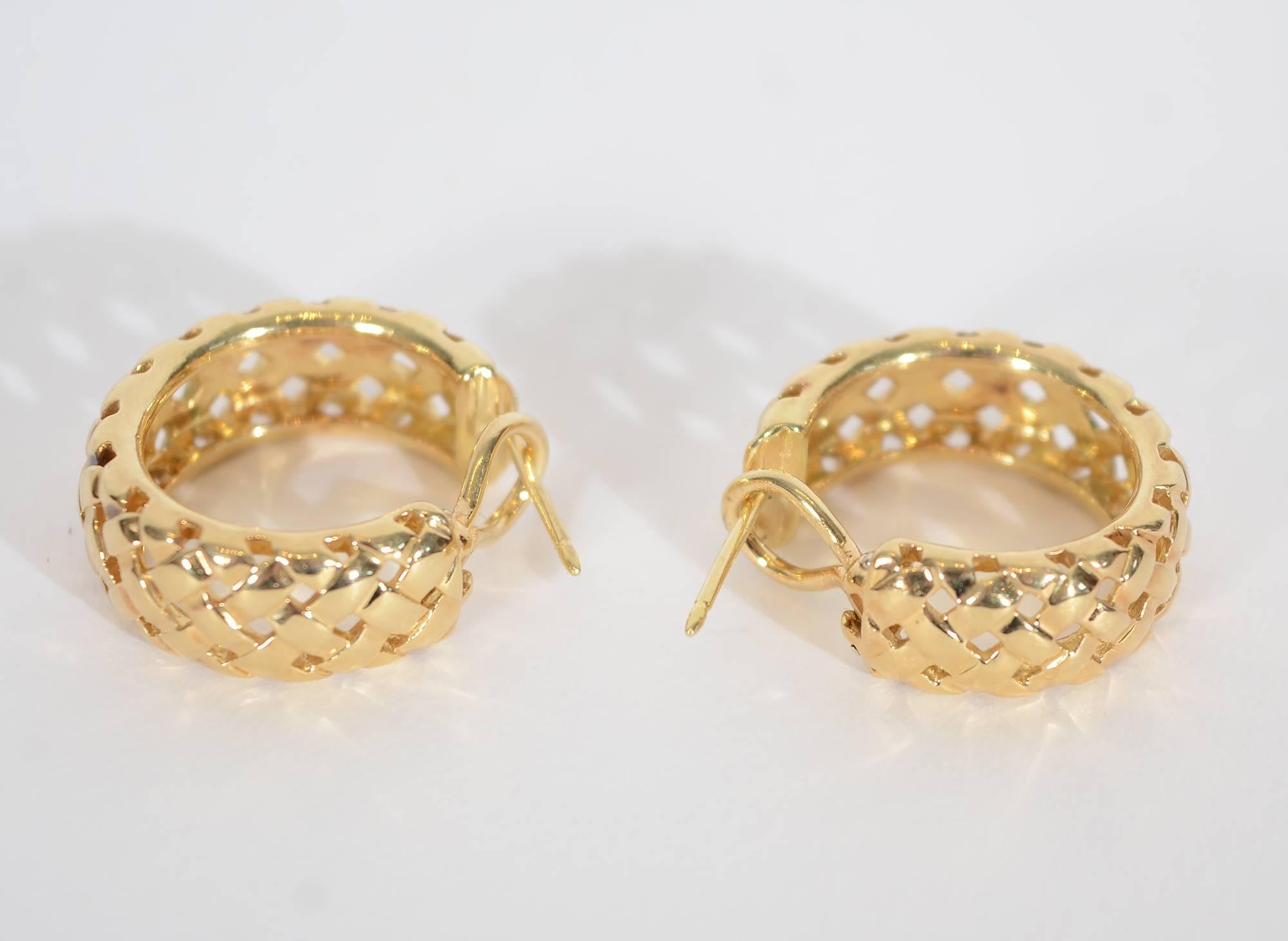 gold basket weave earrings