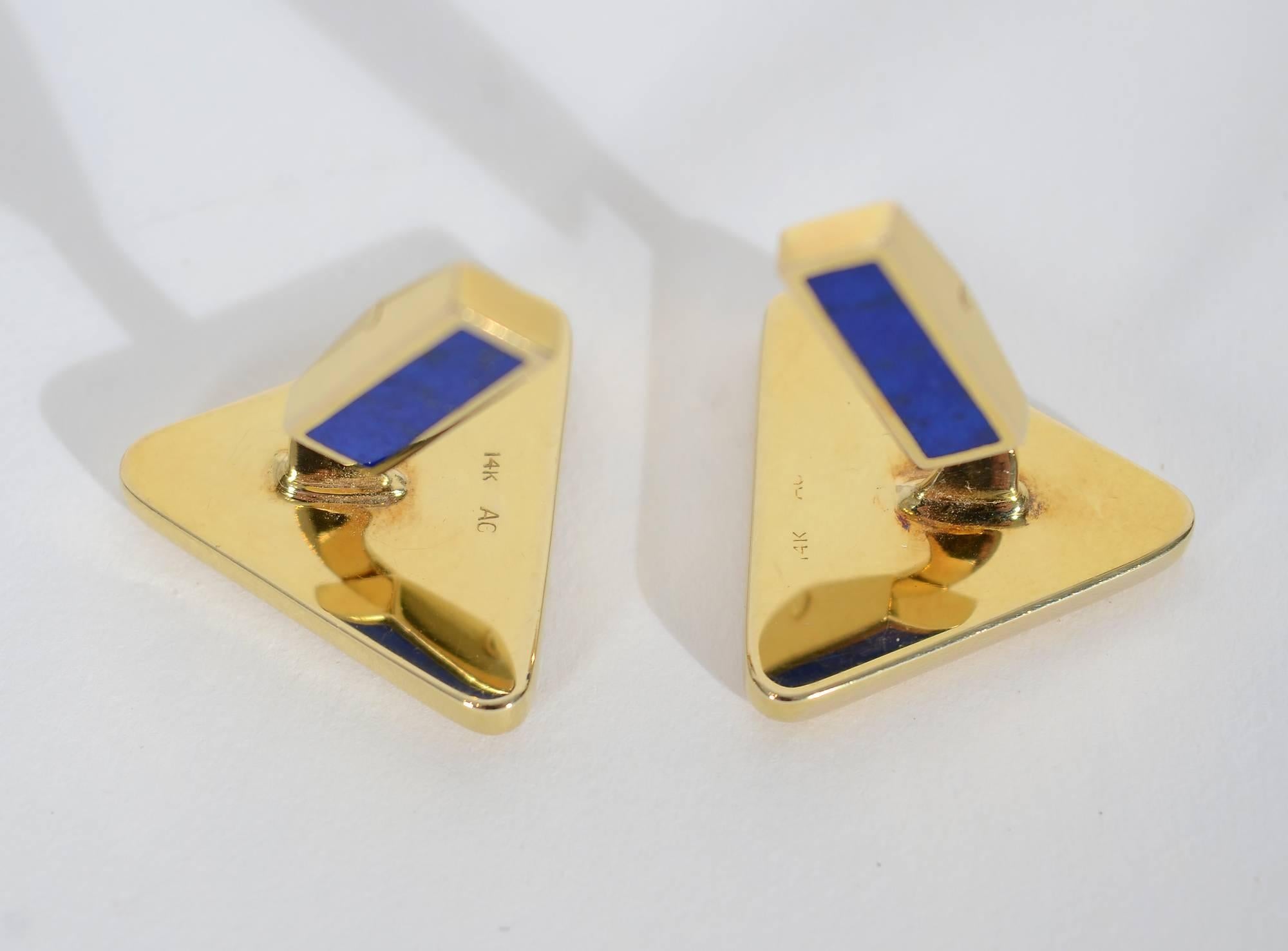 Asch Grossbardt Inlaid Stone Cufflinks In Excellent Condition For Sale In Darnestown, MD