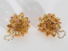 Tiffany & Co. Ruby Gold Petal Earrings