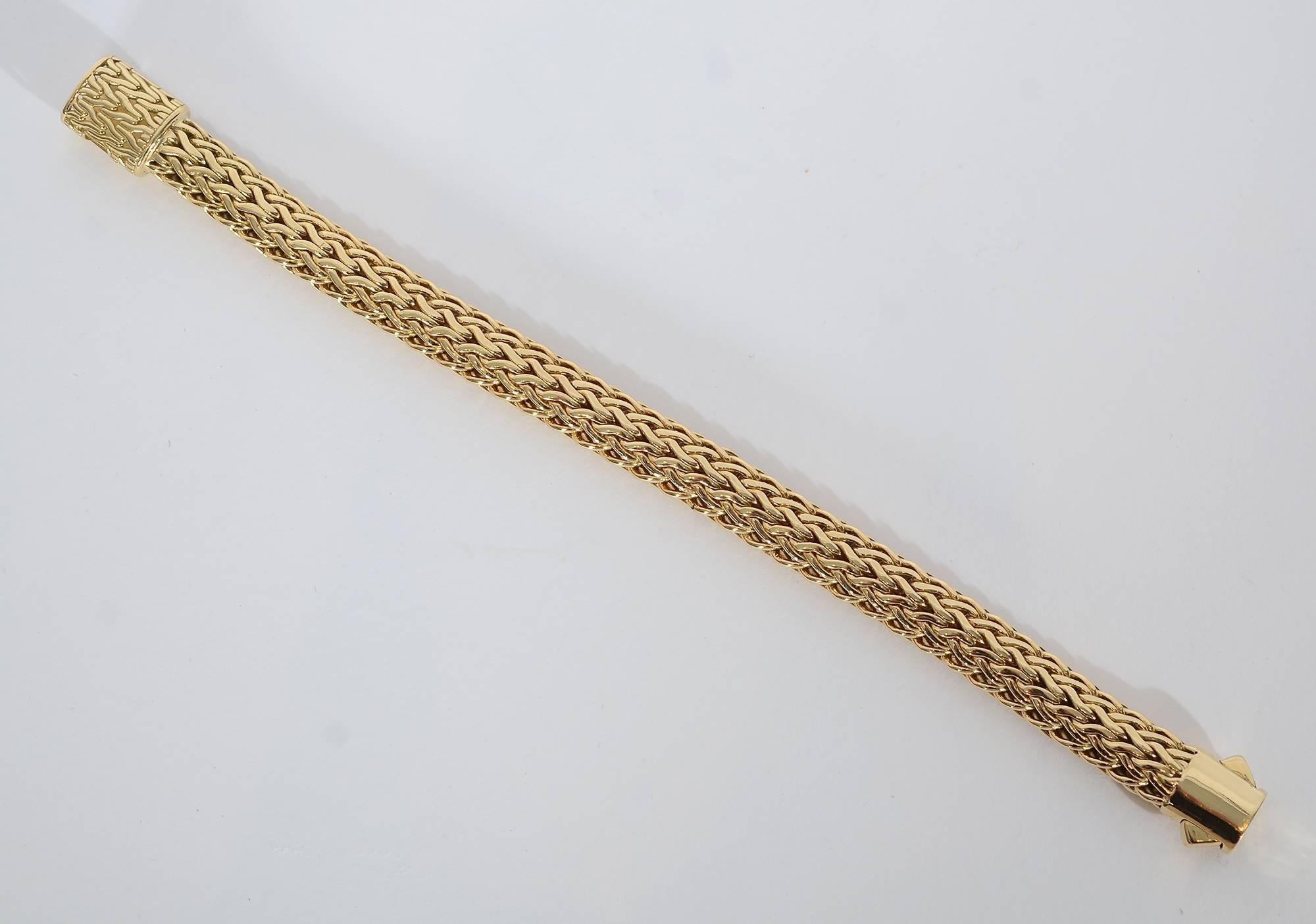 Heavy Woven Gold Bracelet In Excellent Condition In Darnestown, MD